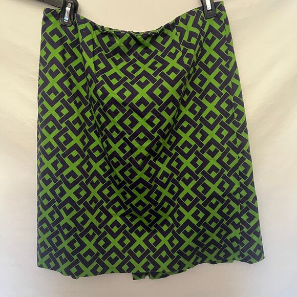 Sara Campbell A-Line Skirt Sz M Preppy Coastal Mod Green Retro Geometric 60s - Picture 10 of 10